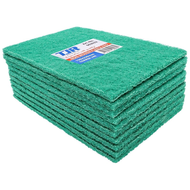 TJR ® Scuff Pads 10-Pack – Non-Woven Fleece Buffing Pads for Automotive, Autobody – Multipurpose 6 x 9 Inch Scouring Pad – Tear Resistant Wet and Dry Use Sanding Pads (Coarse P240) - Image 1
